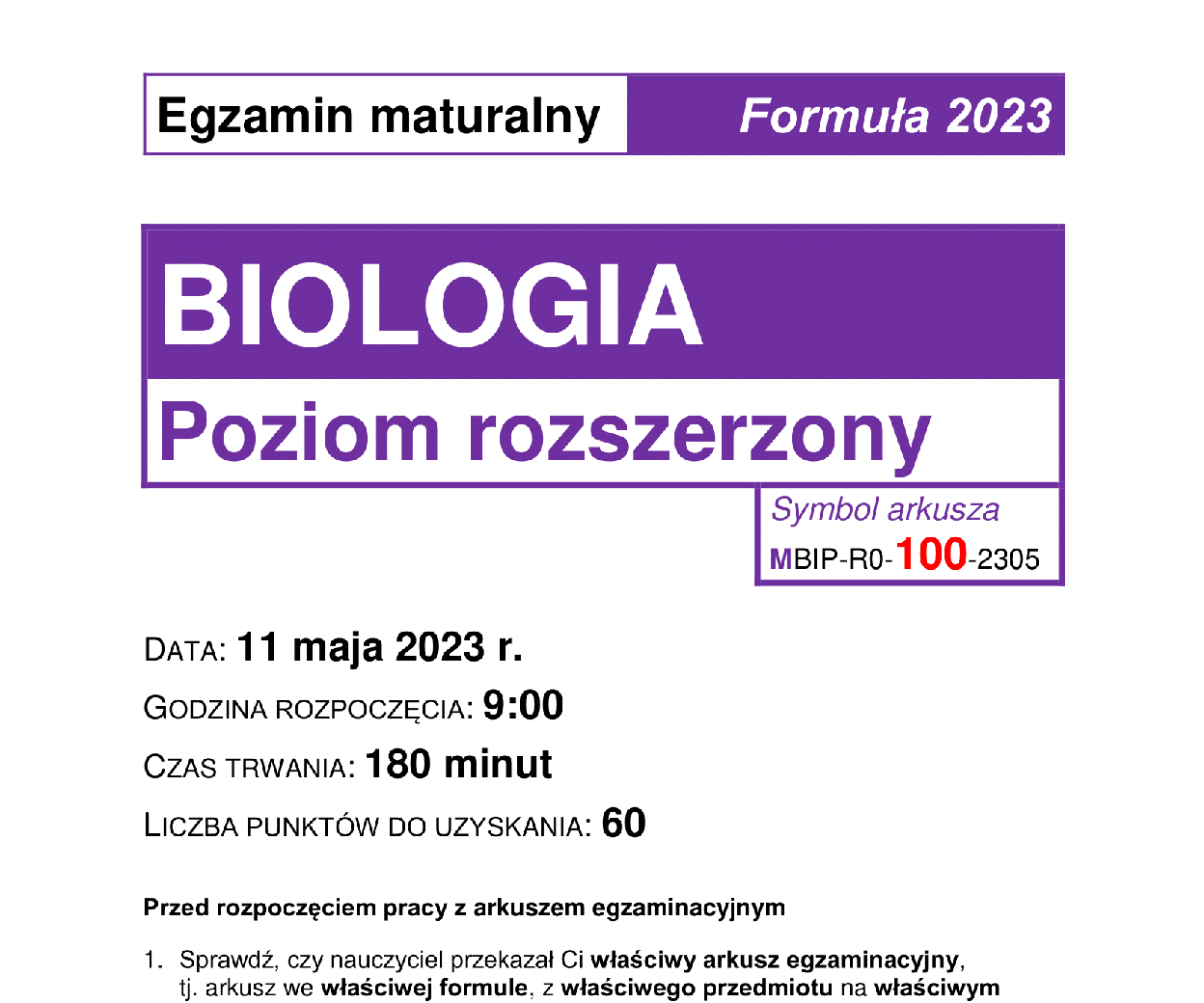 Arkusz CKE Biologia Rozszerzona Matura 2023 - ODPOWIEDZI ... Matura ...